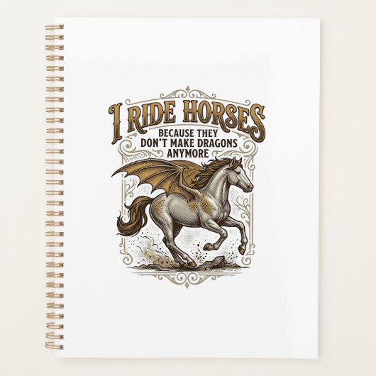 ヴィンテージ風馬竜ファンタジー騎手Tシャツデザイン1 プランナー手帳 (正面)