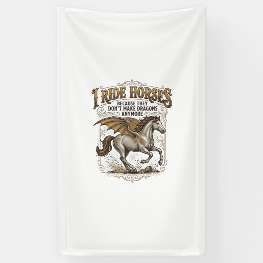 ヴィンテージ風馬竜ファンタジー騎手Tシャツデザイン1 横断幕 (縦)
