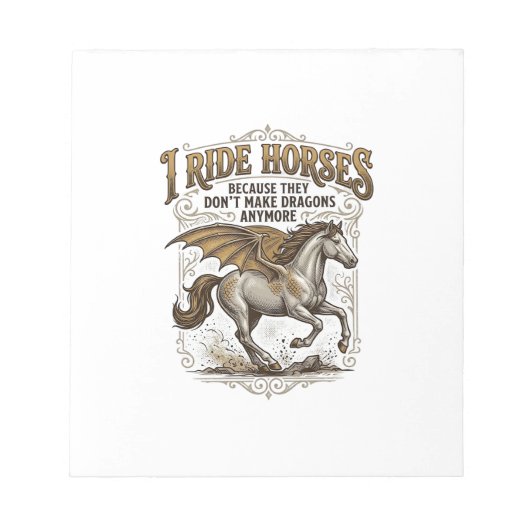 ヴィンテージ風馬竜ファンタジー騎手Tシャツデザイン_1 ノートパッド (正面)