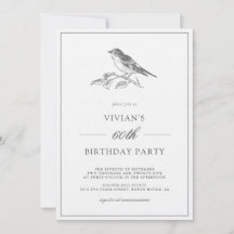 ヴィンテージ風鳥の黒と白の60歳の誕生日