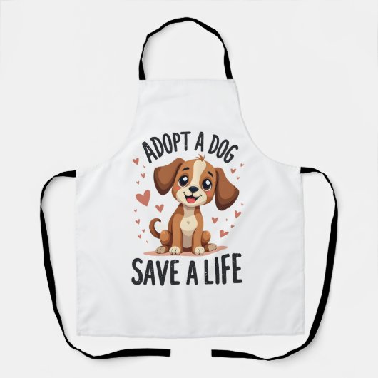 ヴィンテージ風 かわいい子犬 保護犬 愛護 イヌ 救う エプロン (正面)