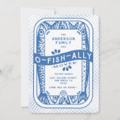 ヴィンテージ風 イワシブルー O-Fish-Ally 移動しました 招待状 (正面)