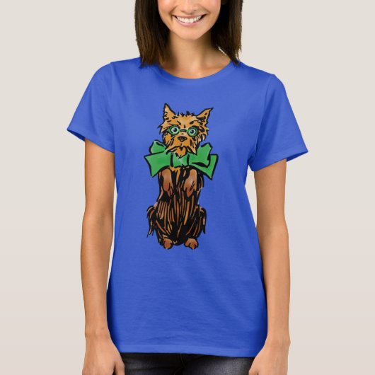 ヴィンテージ風 オズの魔法使い トト 犬 緑のリボン Tシャツ (正面)