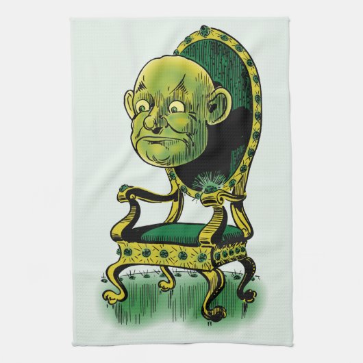 ヴィンテージ風 オズの魔法使い 怒った魔法使い エメラルドの玉座 キッチンタオル (縦)