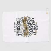 ヴィンテージ風 クリスチャンTシャツ 「神様になら全てが可能」 ゴルフタオル (横)