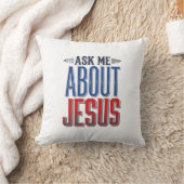 ヴィンテージ風 ジーザス Tシャツ デザイン "Ask Me About Jesus" クッション (ブランケット)