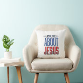 ヴィンテージ風 ジーザス Tシャツ デザイン "Ask Me About Jesus" クッション (椅子)