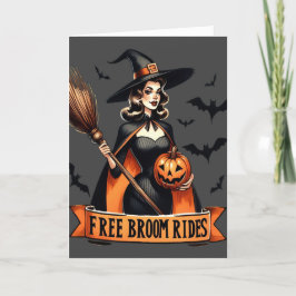ヴィンテージ風 フリー ブルームライド 魔法使い ハロウィン シーズンカード