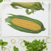 ヴィンテージ風 フード 健康野菜 とうもろこしの実 キッチンタオル (折り畳み)