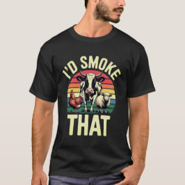 ヴィンテージ風 レトロなBBQの肉スモーカーの面白いデザイン Tシャツ