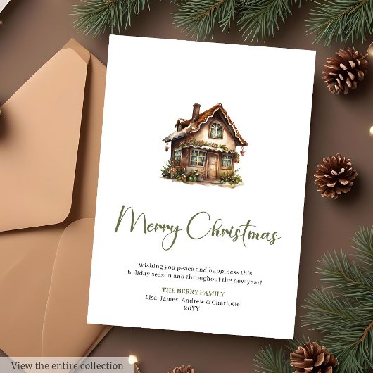 ヴィンテージ風 印刷可 ボタニカル クリスマス グリーティング