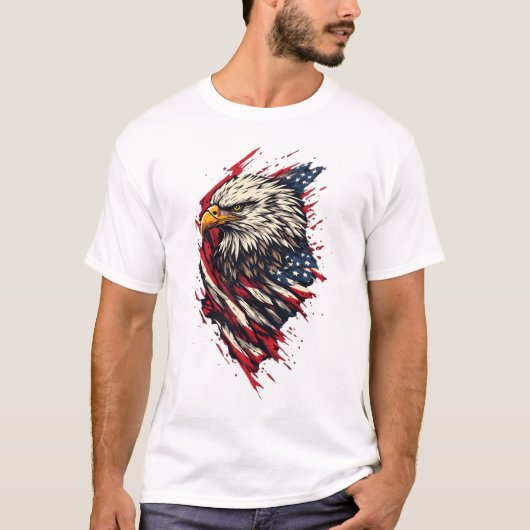 ヴィンテージ風 愛国 アメリカンハトクラゲ 7月4日 Tシャツ (正面)