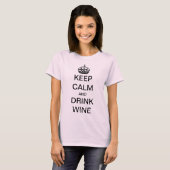 ヴィンテージ風 気を落ち着けてワインを飲もう Tシャツ (正面フル)