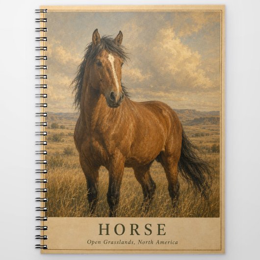ヴィンテージ風 馬のいる草原 ノートブック