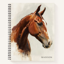 ヴィンテージ風 馬の絵画 カスタムネーム ノートブック
