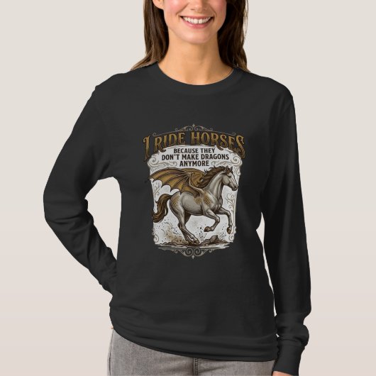 ヴィンテージ風 馬 竜 ファンタジー ライダー Tシャツ デザイン_1 (正面)