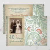 ヴィンテージ風 40周年記念の写真付き招待状 招待状 (正面/裏面)