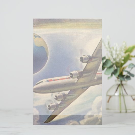 ヴィンテージ飛んでいるで世界中に雲が広がる飛行機 (スタンド正面)