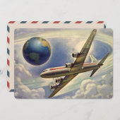 ヴィンテージ飛んでいるで世界中に雲が広がる飛行機 (正面/裏面)