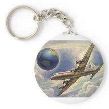 ヴィンテージ飛んでいるで世界中に雲が広がる飛行機