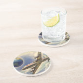 ヴィンテージ飛んでいるで世界中に雲が広がる飛行機 コースター (側面)