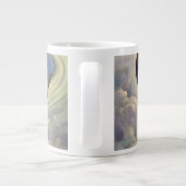 ヴィンテージ飛んでいるで世界中に雲が広がる飛行機 ジャンボコーヒーマグカップ (裏面)