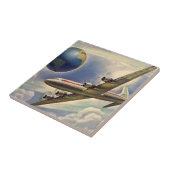 ヴィンテージ飛んでいるで世界中に雲が広がる飛行機 タイル (側面)