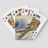 ヴィンテージ飛んでいるで世界中に雲が広がる飛行機 トランプ (裏面)