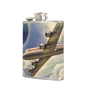 ヴィンテージ飛んでいるで世界中に雲が広がる飛行機 フラスク (左)