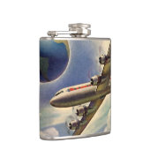 ヴィンテージ飛んでいるで世界中に雲が広がる飛行機 フラスク (右)