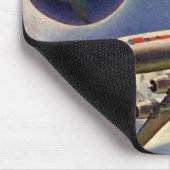 ヴィンテージ飛んでいるで世界中に雲が広がる飛行機 マウスパッド (コーナー)