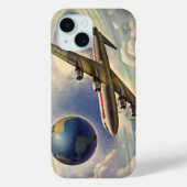 ヴィンテージ飛んでいるで世界中に雲が広がる飛行機 Case-Mate iPhoneケース (裏面)