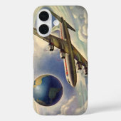 ヴィンテージ飛んでいるで世界中に雲が広がる飛行機 Case-Mate iPhoneケース (裏面)