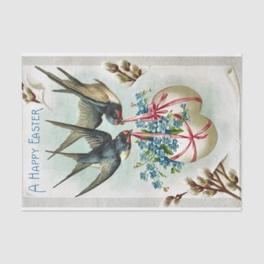 ヴィンテージ飛んでいるの花被り卵の復活鳥 薄葉紙 (正面)