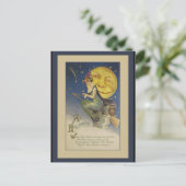 ヴィンテージ飛んでいるウィッチハロウィンポストカード ポストカード (スタンド正面)