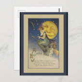 ヴィンテージ飛んでいるウィッチハロウィンポストカード ポストカード (正面/裏面)