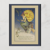 ヴィンテージ飛んでいるウィッチハロウィンポストカード ポストカード (正面)