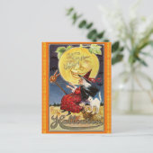 ヴィンテージ飛んでいるウィッチハロウィンポストカード ポストカード (スタンド正面)