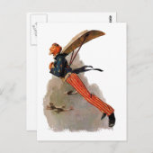 ヴィンテージ飛んでいるサムおじさんギフトと挨拶 ポストカード (正面/裏面)