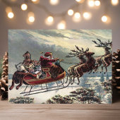 ヴィンテージ飛んでいるサンタそりトナカイ シーズンポストカード