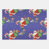 ヴィンテージ飛んでいるサンタ – メリークリスマス ラッピングペーパーシート (正面3)
