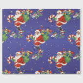 ヴィンテージ飛んでいるサンタ – メリークリスマス ラッピングペーパー (フラット)