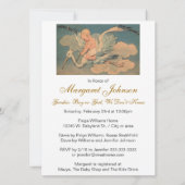 ヴィンテージ飛んでいるストルエレガントク性赤ちゃんシャワー 招待状 (裏面)