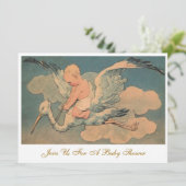 ヴィンテージ飛んでいるストルエレガントク性赤ちゃんシャワー 招待状 (スタンド正面)