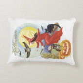 ヴィンテージ飛んでいるハロウィン黒猫の魔女 アクセントクッション (裏面)