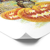 ヴィンテージ飛んでいるハロウィン黒猫の魔女 ポスター (角)