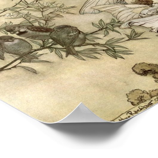 ヴィンテージ飛んでいるフェアリー・ガールズバイアーサー・ラッカム ポスター (角)