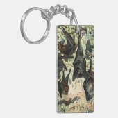 ヴィンテージ飛んでいるフォックスこうもりアダミアイラストレーション キーホルダー (正面左)