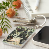 ヴィンテージ飛んでいるフォックスこうもりアダミアイラストレーション キーホルダー (正面右)