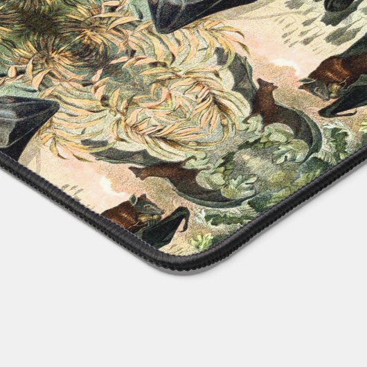 ヴィンテージ飛んでいるフォックスこうもりアダミアイラストレーション デスクマット (コーナー)